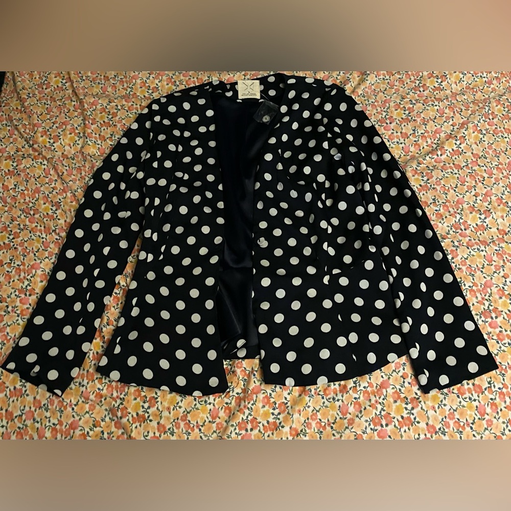 Beautiful Polka Dot Blazer Navy Size Small